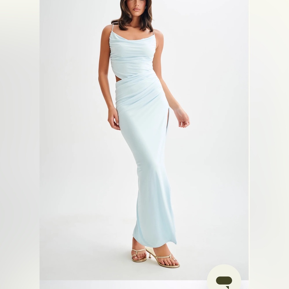 Meshki Light Blue Maxi Dress with Side Cutout